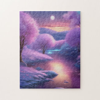 Puzzle Hermoso fondo morado en una noche de invierno