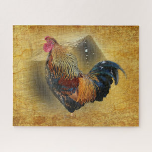 Puzzle Hermoso gallo y rústico gallinero
