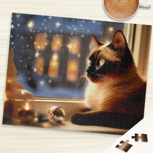 Puzzle Hermoso gato siamés junto a la ventana Animal de N