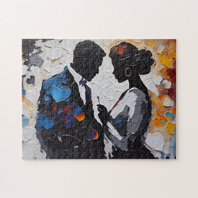 Puzzle Hermoso hombre y mujer romántico afroamericano (Horizontal)