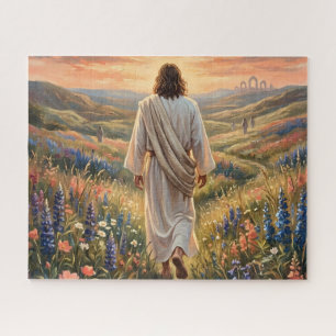 Puzzle Hermoso Jesús caminando en el jardín