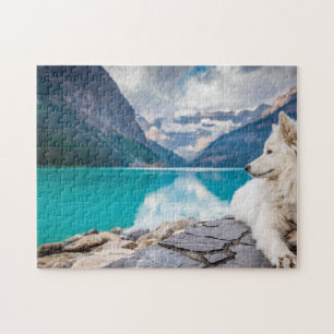 Puzzle Hermoso lago de Perro Blanco Louise Canadá Viaje
