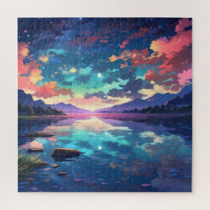 Puzzle Hermoso Lago Sunset Tranquilidad