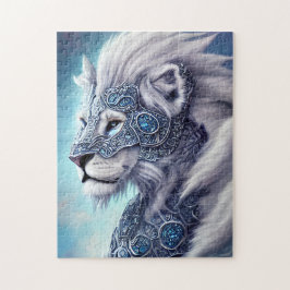 Puzzle Hermoso león guerrero blanco blindado