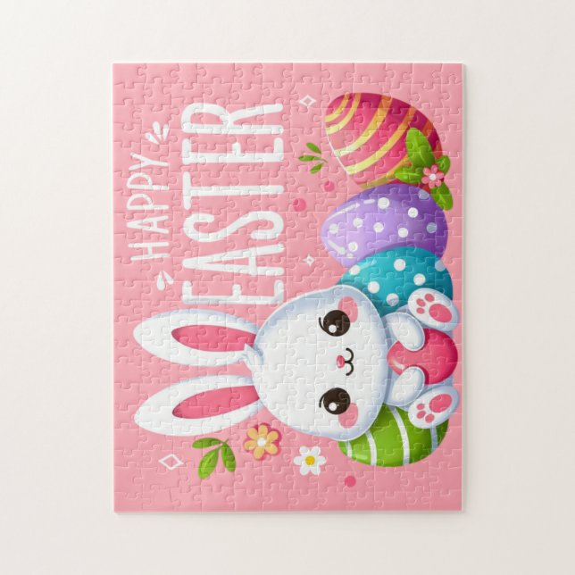 Puzzle Hermoso lindo, rosa y feliz Pascua (Vertical)