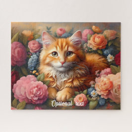 Puzzle Hermoso Naranja Tabby Cat and Flowers