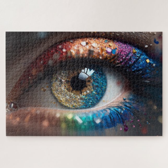 Puzzle hermoso ojo femenino con maquillaje (Horizontal)