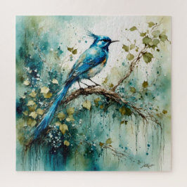Puzzle Hermoso pájaro azul sentado en un árbol