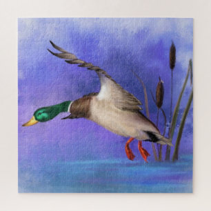 Puzzle Hermoso Pato Salvaje De Pato Mallard Volando Pinta