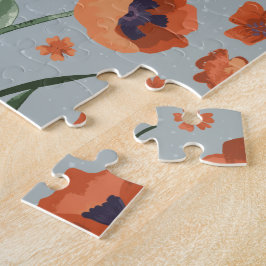 Puzzle Hermoso patrón de flor de adormidera Naranja pinta