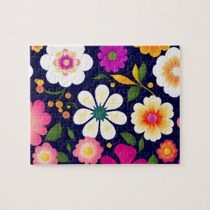 Puzzle Hermoso Patrón Floral Flores Cuestas Coloridas