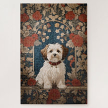 Hermoso Perro Havanés William Morris Floral