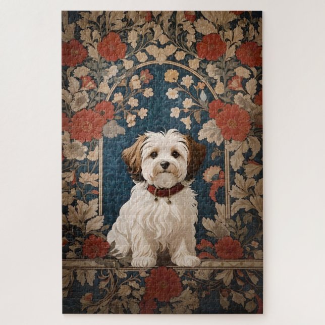 Puzzle Hermoso Perro Havanés William Morris Floral (Vertical)