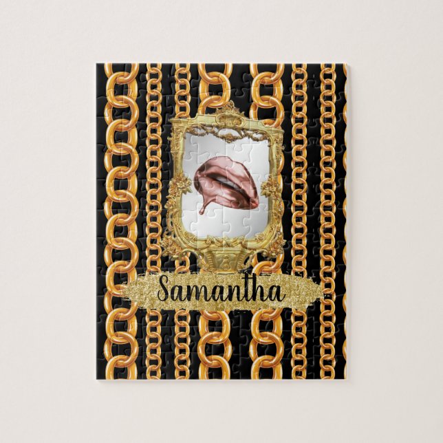 Puzzle Hermoso Personalizado de Moda elegante de oro (Vertical)