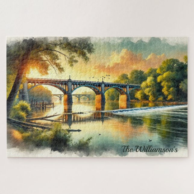 Puzzle Hermoso puente sobre el río Sunset James (Horizontal)