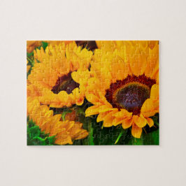 Puzzle Hermoso ramo de girasoles amarillos y naranjas