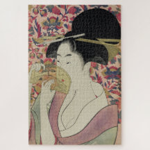 Hermoso retrato de Geisha con un peine