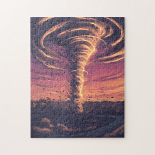 Puzzle Hermoso tornado al atardecer