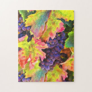 Puzzle Hermoso viñedo de vino de otoño con uvas