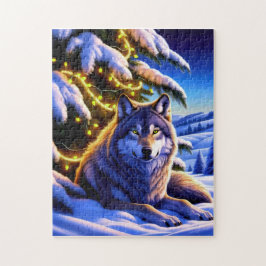 Puzzle Hermoso y majestuoso lobo de árbol de Navidad