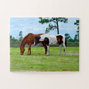 Puzzle Hermosos caballos en un rancho