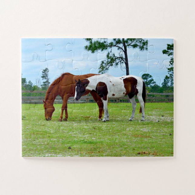 Puzzle Hermosos caballos en un rancho (Horizontal)