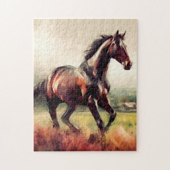 Puzzle Hermosos caballos Marrones de Caballo con animales (Vertical)