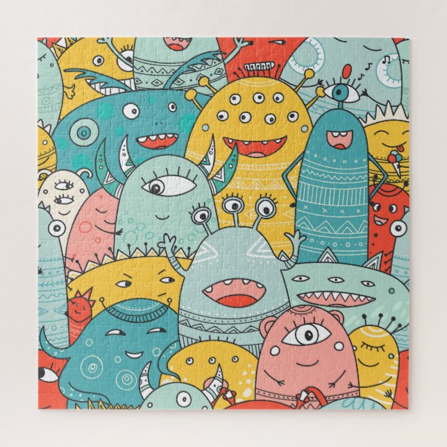 Puzzle Hermosos monstruos al estilo Boho, sin costuras. (Vertical)