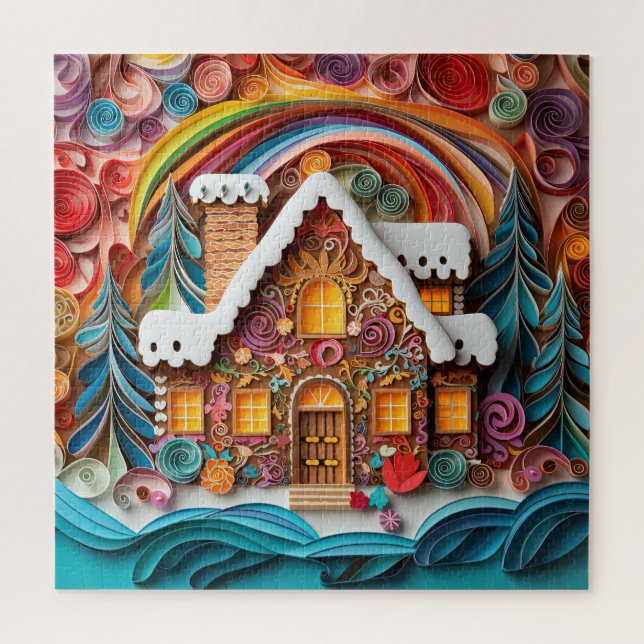 Puzzle Hermosos Navidades de la casa de Gingerbread 3D (Vertical)