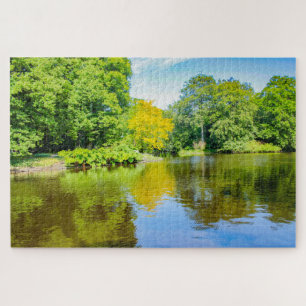 Puzzle Hermosos reflejos de árboles en el agua, Países Ba