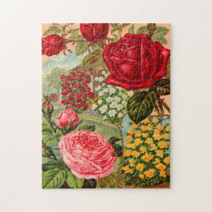 Puzzle Hermosos ROSAS con semillas florales de Victoria