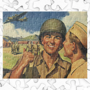Puzzle Héroes patrióticos vintage, hombres de avión milit