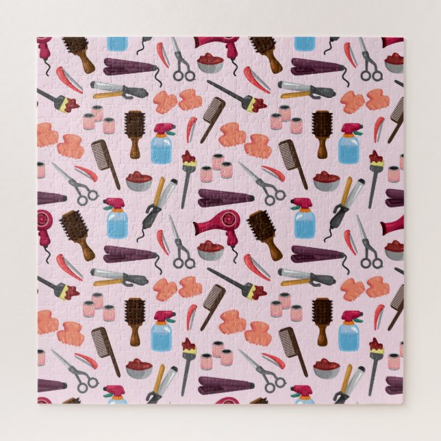 Puzzle Herramientas De Peluquería, Patrón De Diseño Sin M (Vertical)