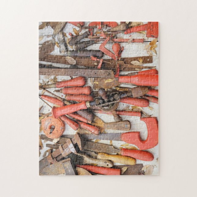 Puzzle Herramientas Herramienta Antiguo Hombre Rojo Rústi (Vertical)