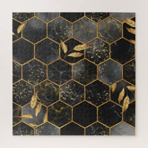 Puzzle Hexagón de Mármol, Textura de las hojas de oro.