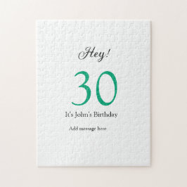 Puzzle Hey it's 30th birthday green black bold letter nam