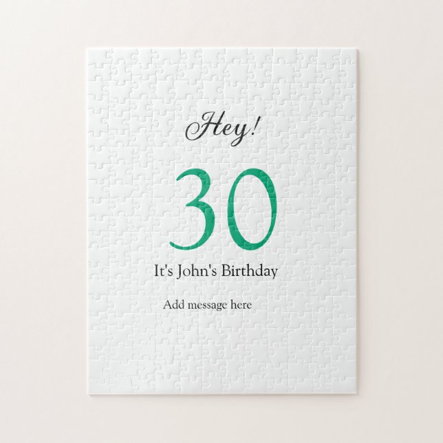 Puzzle Hey it's 30th birthday green black bold letter nam (Vertical)