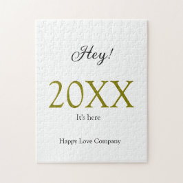 Puzzle Hey it's new year add year gold black simple. Mini