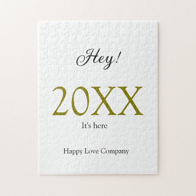 Puzzle Hey it's new year add year gold black simple. Mini (Vertical)