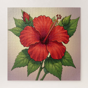 Puzzle Hibisco Rojo Tropical Atrevido