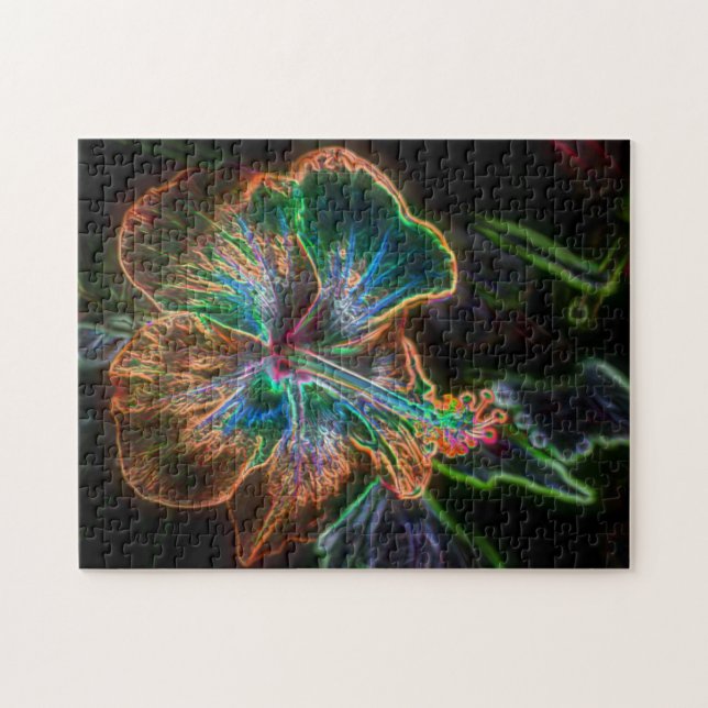 Puzzle Hibiscus Eléctrico Flower Art #2  (Horizontal)