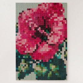 Puzzle Hibiscus Soft Pastel Floral Pixel Art