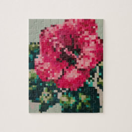 Puzzle Hibiscus Soft Pastel Floral Pixel Art