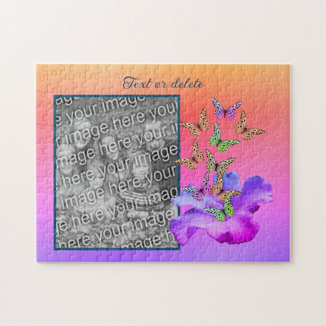 Puzzle Hibiscus Y Butterfly agregan tu foto personalizada (Horizontal)