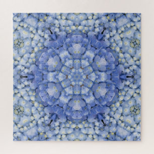 Puzzle Hidrangea Azul Moderno Kaleidoscopio Floral