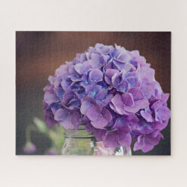 Puzzle Hidrangea púrpura rusa en foto de Mason Jar