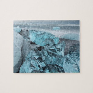 Puzzle Hielo azul en el paisaje marino de la playa, Islan