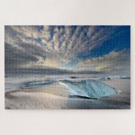 Puzzle Hielo azul glacial en la playa de Jokulsarlon en I