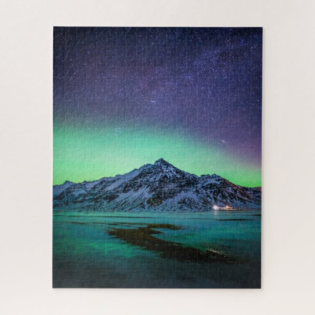 Puzzle Hielo y nieve | Aurora Borealis Vía Láctea Islandi (Vertical)