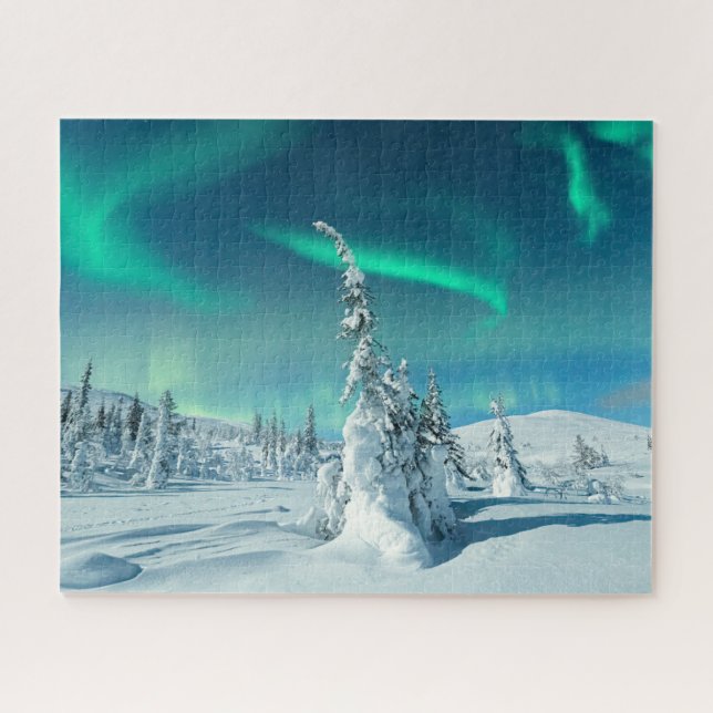 Puzzle Hielo y nieve | Luces boreales, Laponia, Finlandia (Horizontal)
